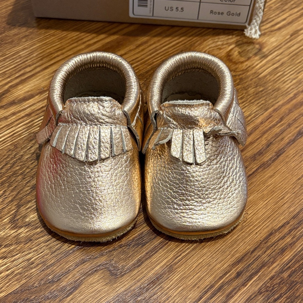 Rose Gold Baby Moccasins